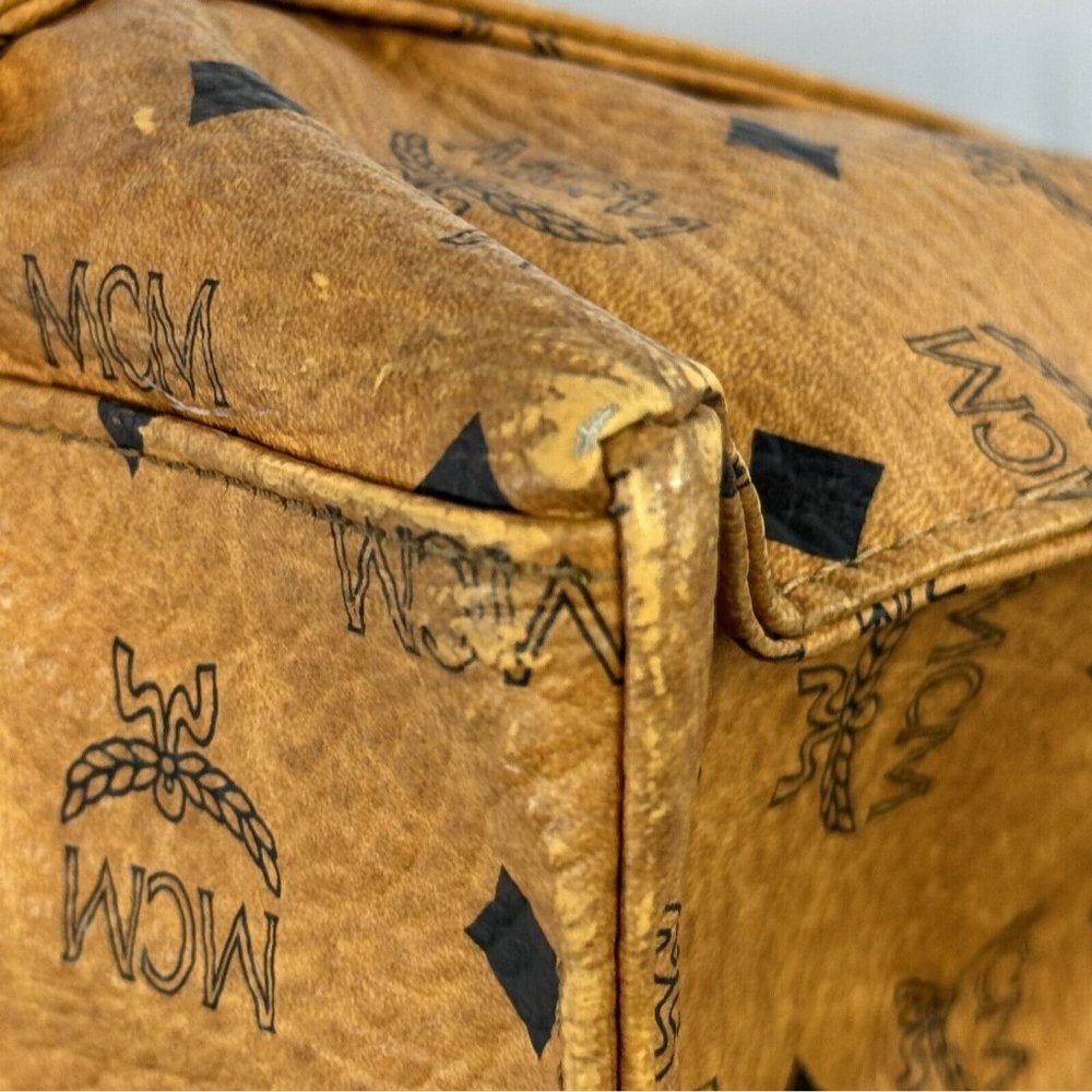MCM Logo Pattern Visitos Shoulder Bag Tote Authentic Excellent Clean Condition - Picture 10 of 16